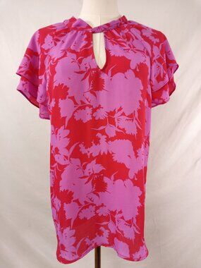 Pleione Women's Pink and Red Blouse Size Medium